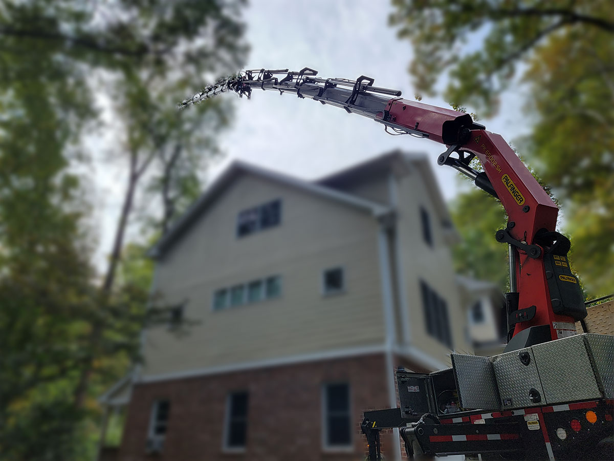 crane truck in action