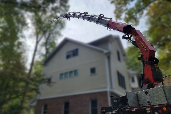 crane truck in action