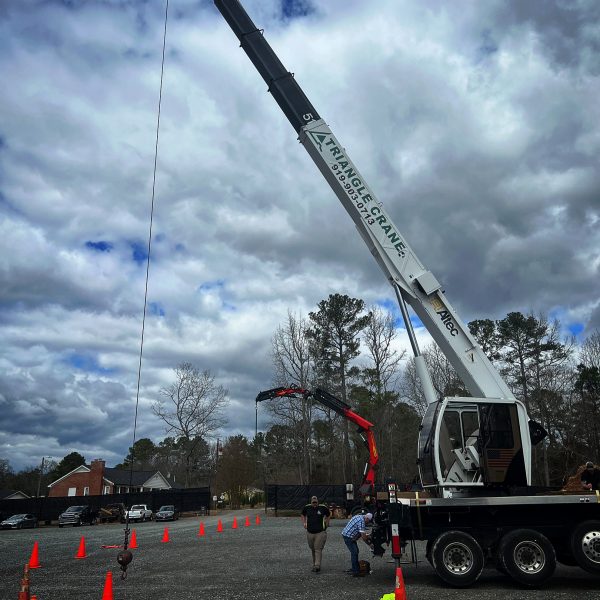 white truck with a crane